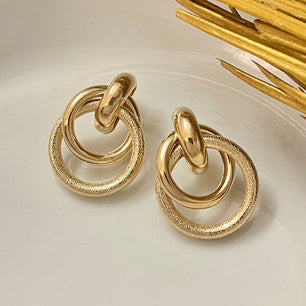 Gold-Toned Double Ciruclar Earrings