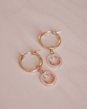 Smiley Face Rose Gold Earrings Set