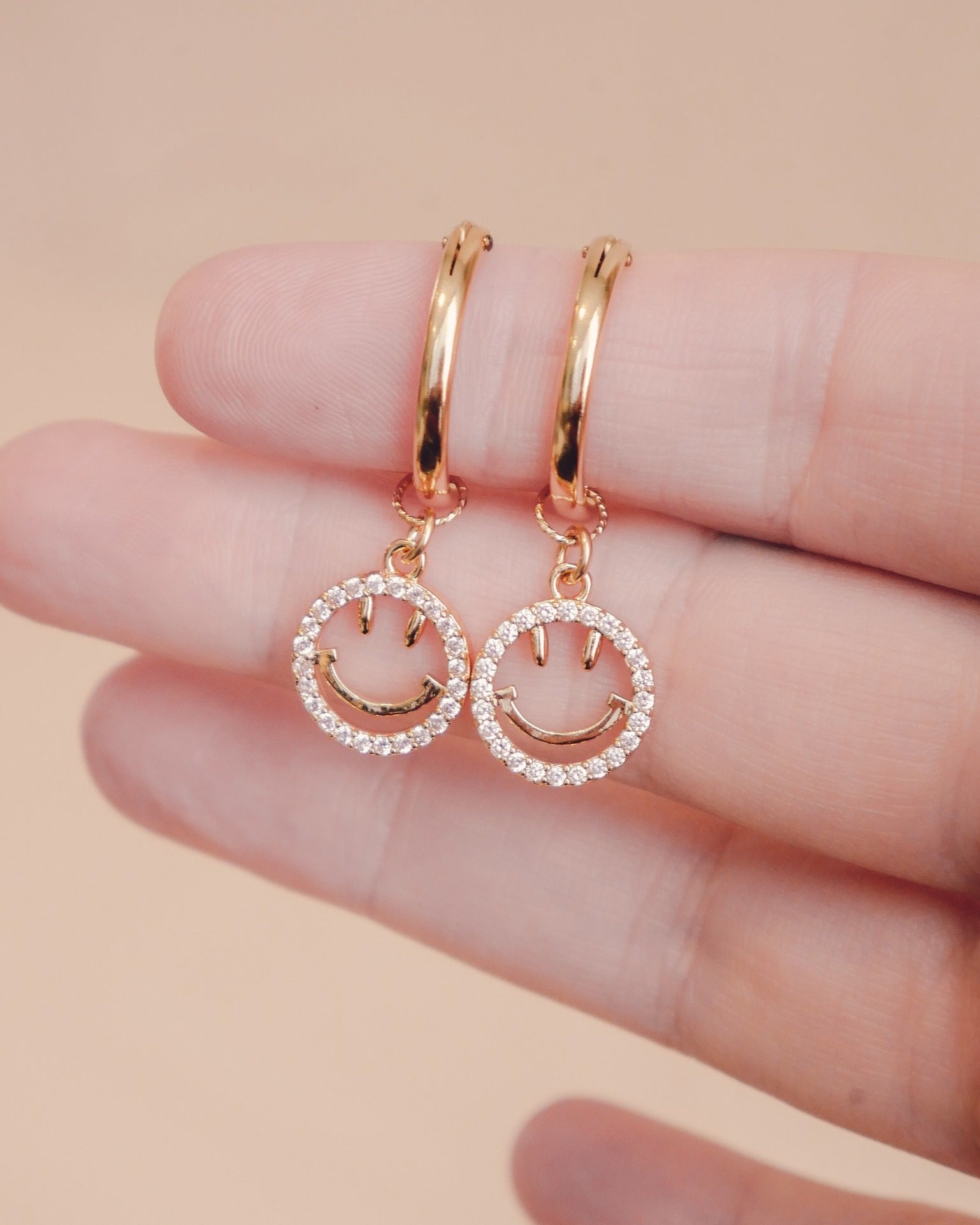 Smiley Face Rose Gold Earrings Set