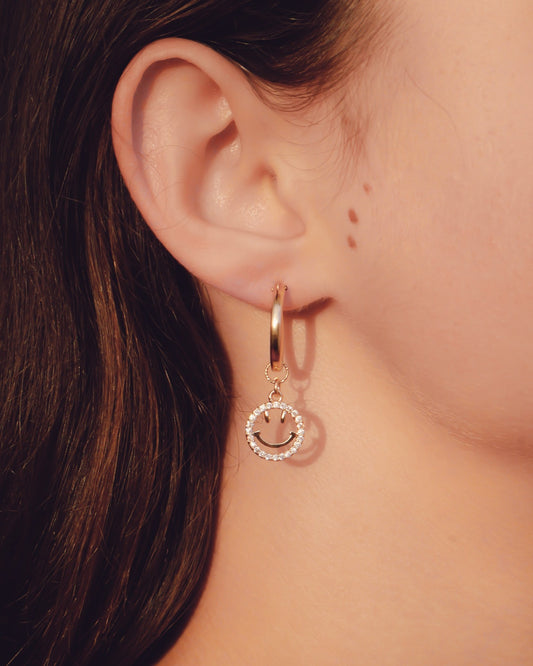 Smiley Face Rose Gold Earrings Set