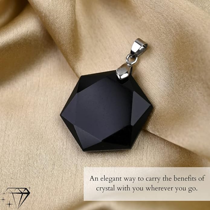 Obsidian Hexagon Crystal Necklace