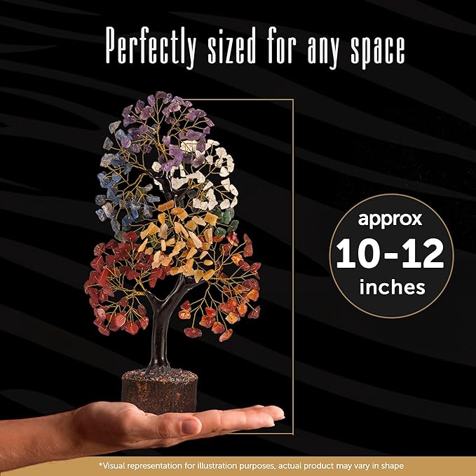 7 Chakra Gemstone Tree (Large Size) - 300 Beads Natural Crystals Feng Shui | Wealth & Growth Tree for Healing & Home Décor