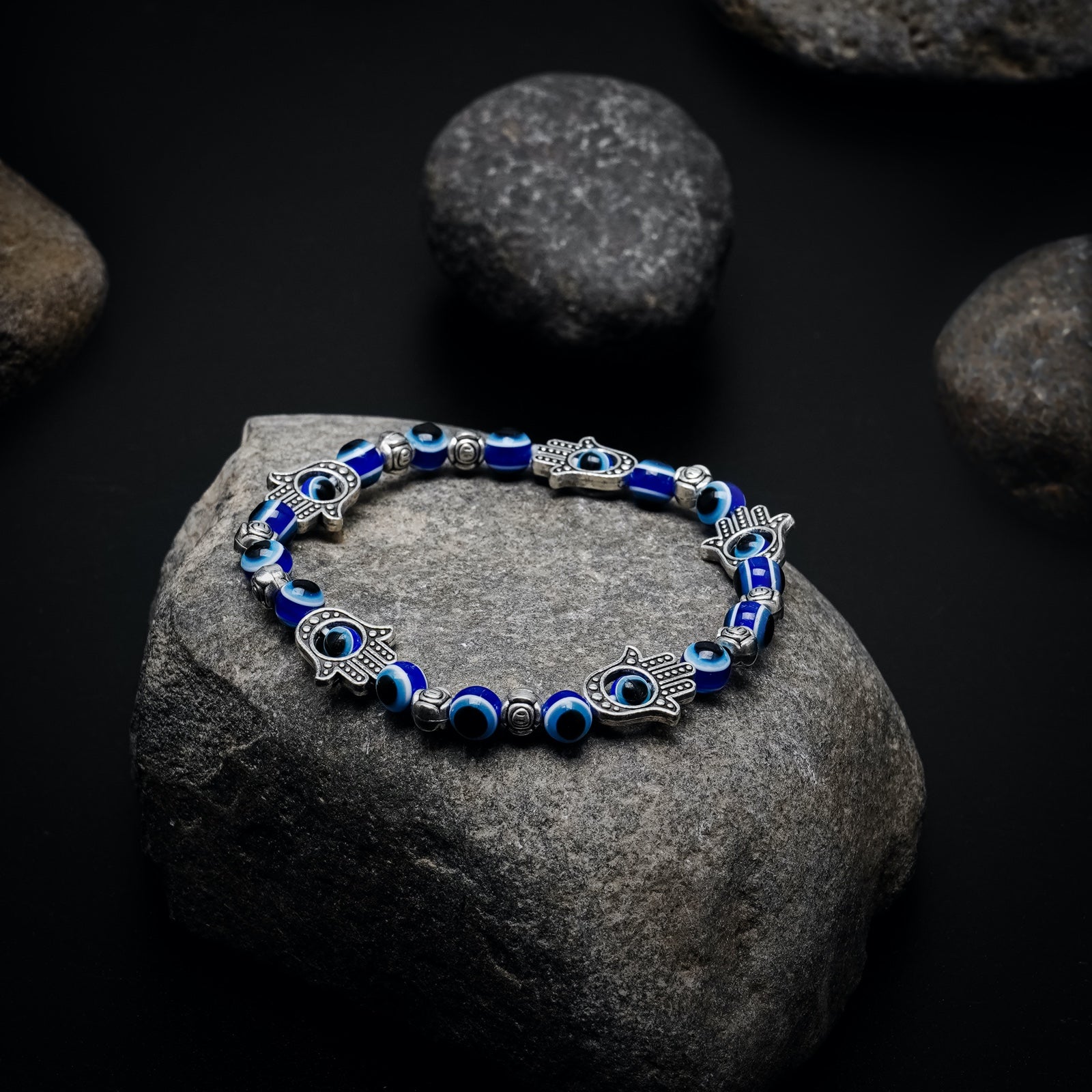 Blue Hamsa Hand Evil Eye Healing Bracelet