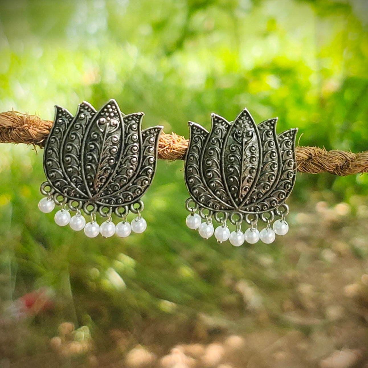 Lotus Pearl Jhumka Earrings