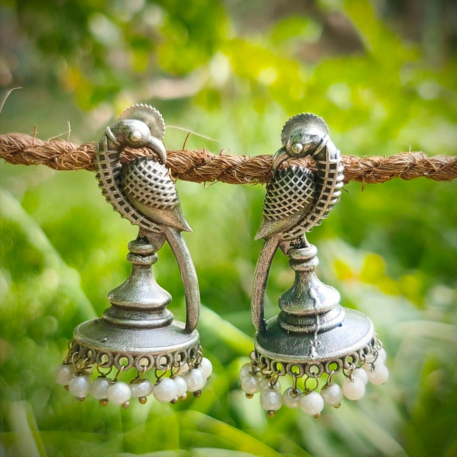 Parrot Style Jhumka Earrings