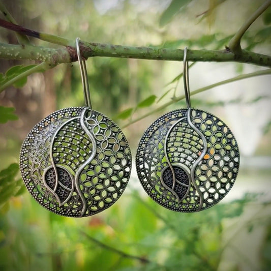 Honeycomb Style German Silver Danglers