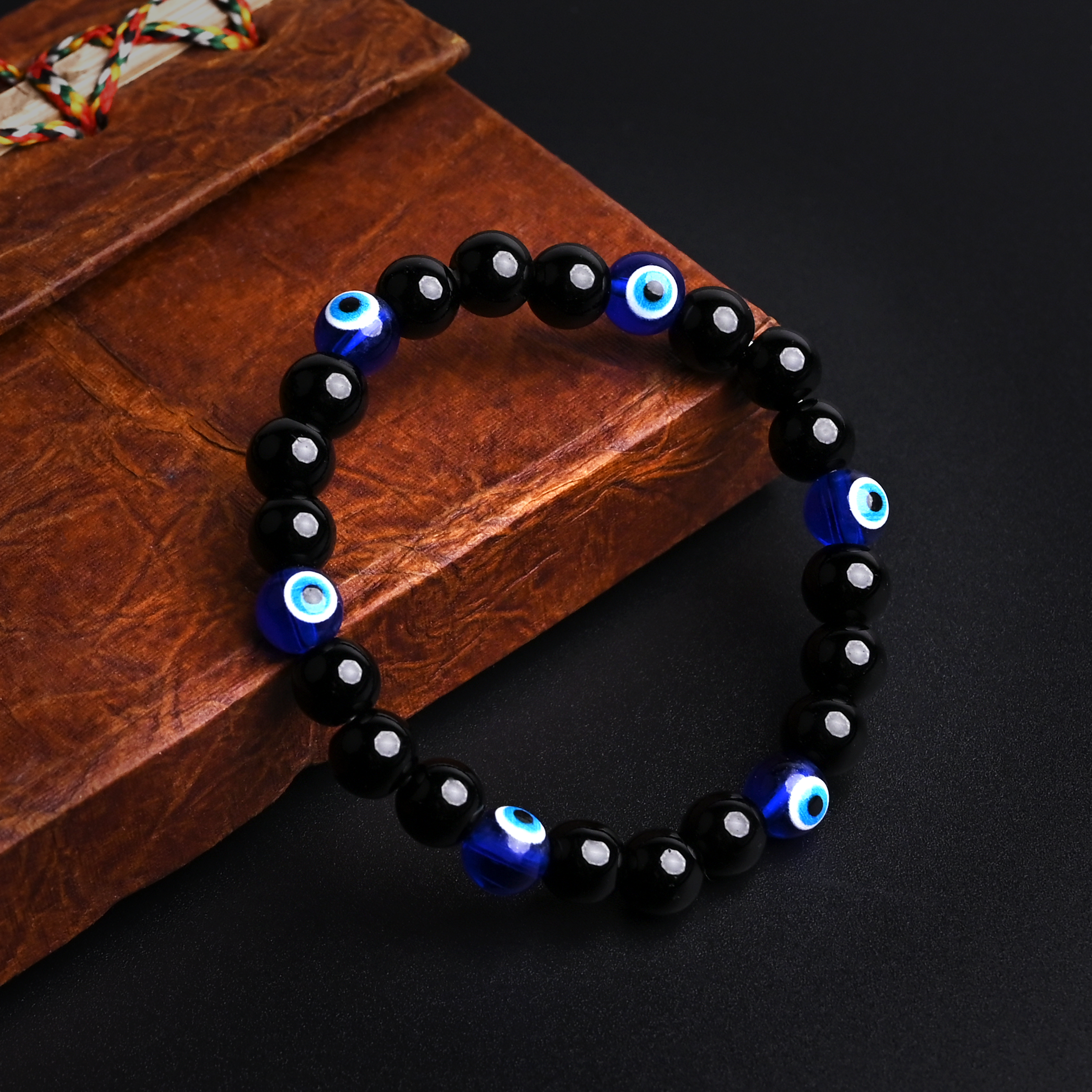 Black Tourmaline Evil Eye Healing Crystal Bracelet