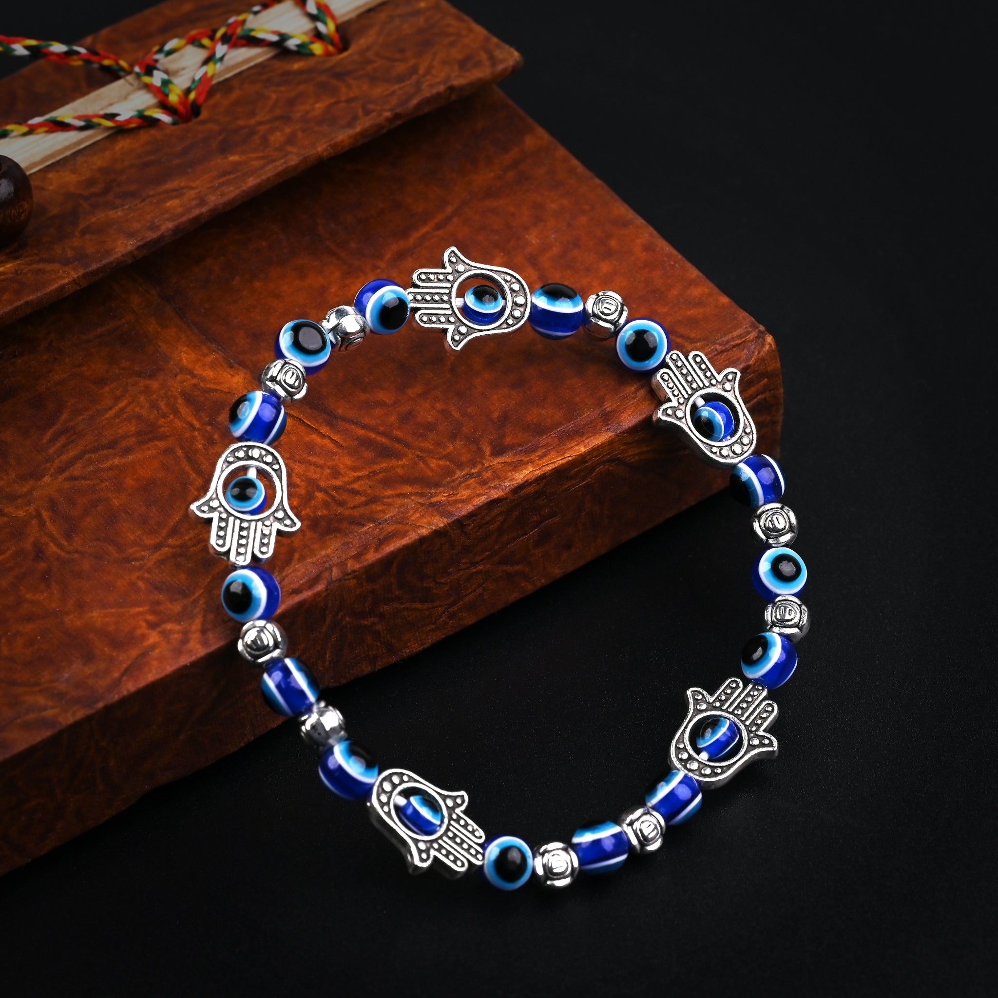 Blue Hamsa Hand Evil Eye Healing Bracelet