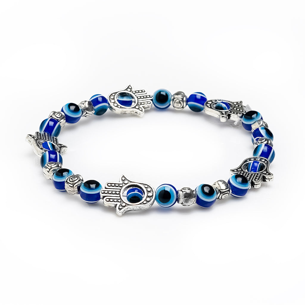 Blue Hamsa Hand Evil Eye Healing Bracelet