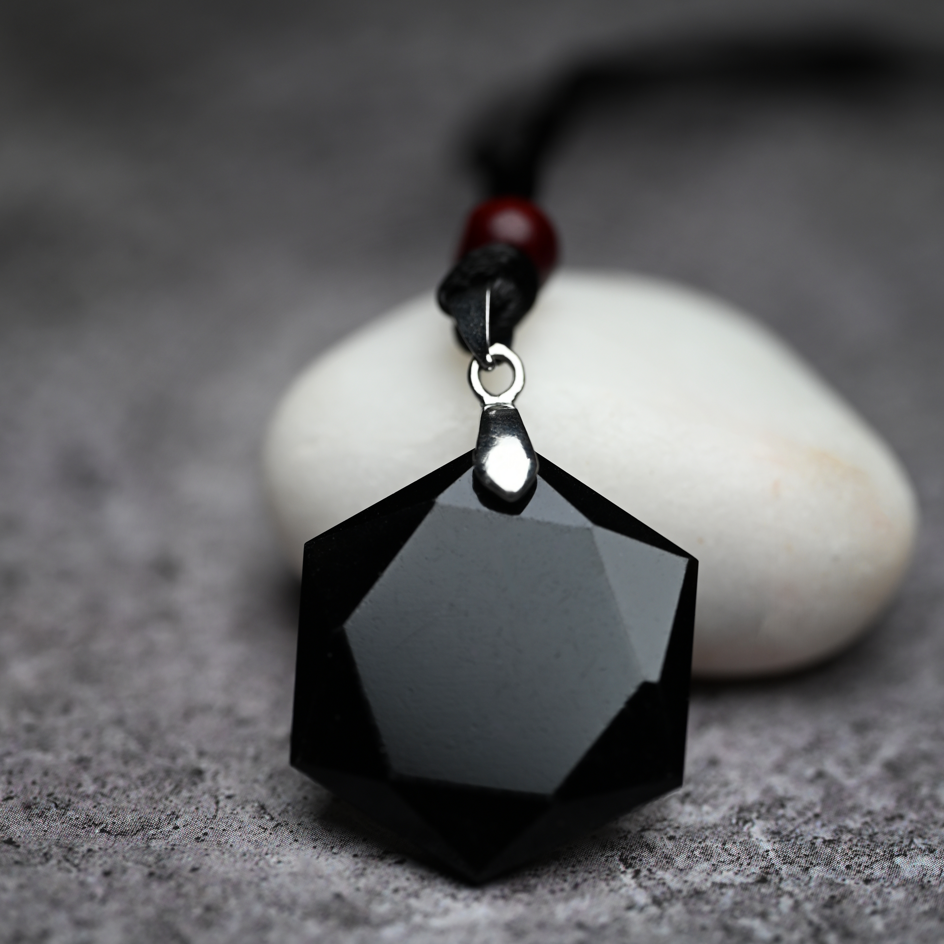 Obsidian Hexagon Crystal Necklace