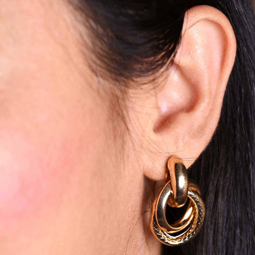 Gold-Toned Double Ciruclar Earrings