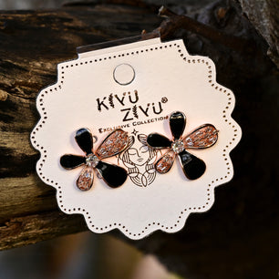 Five-Leaf Rose Gold Flower Earrings