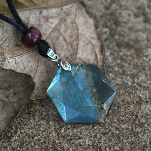 Labradorite Hexagon Crystal Necklace