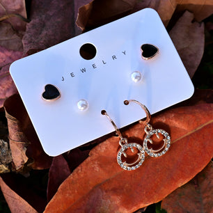 Smiley Face Rose Gold Earrings Set