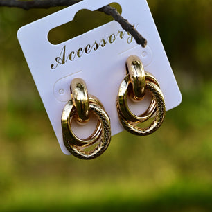 Gold-Toned Double Ciruclar Earrings