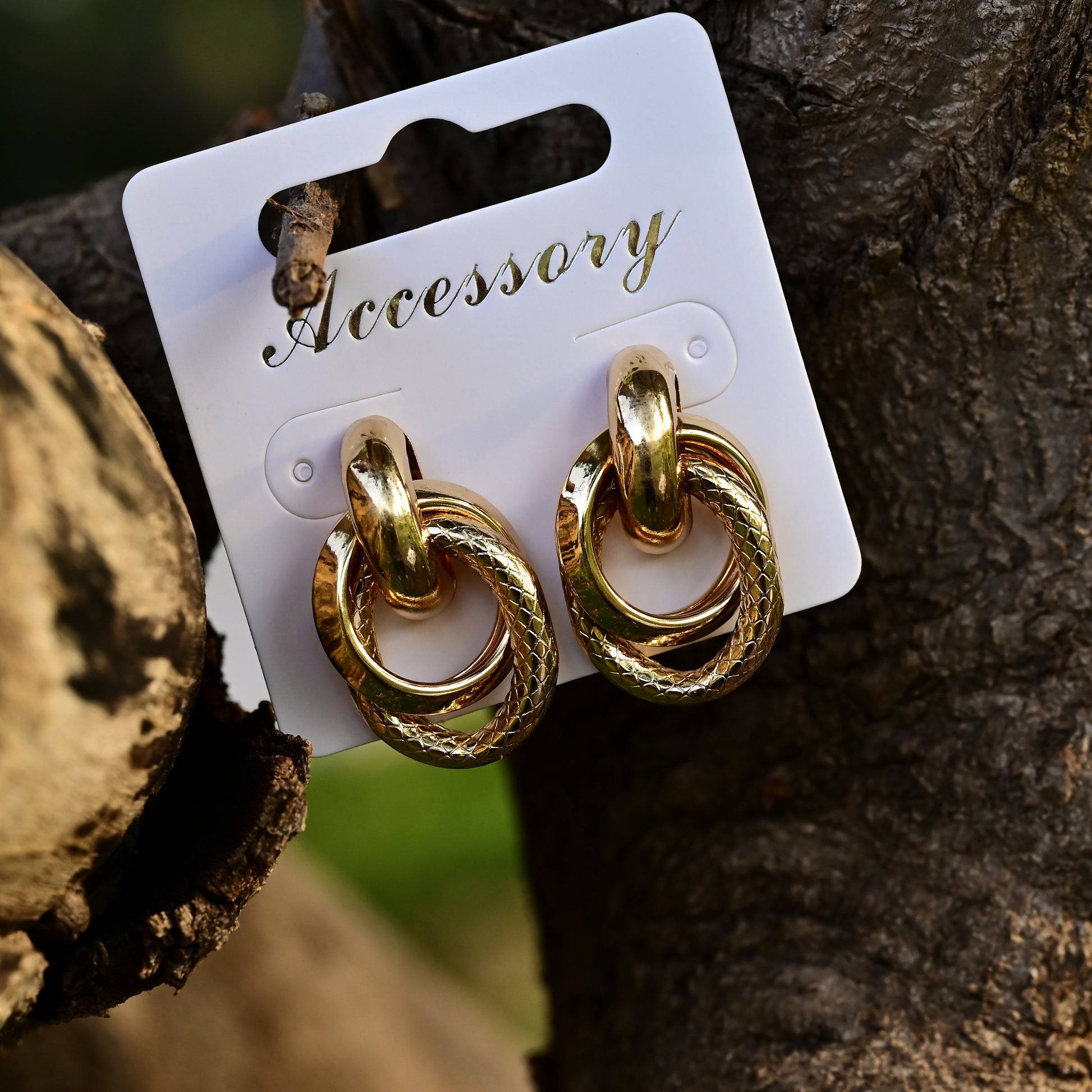 Gold-Toned Double Ciruclar Earrings