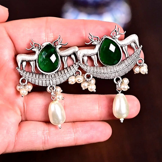 HIRANI - Stone & Pearls Embellished Intricate Jhumka Earrings