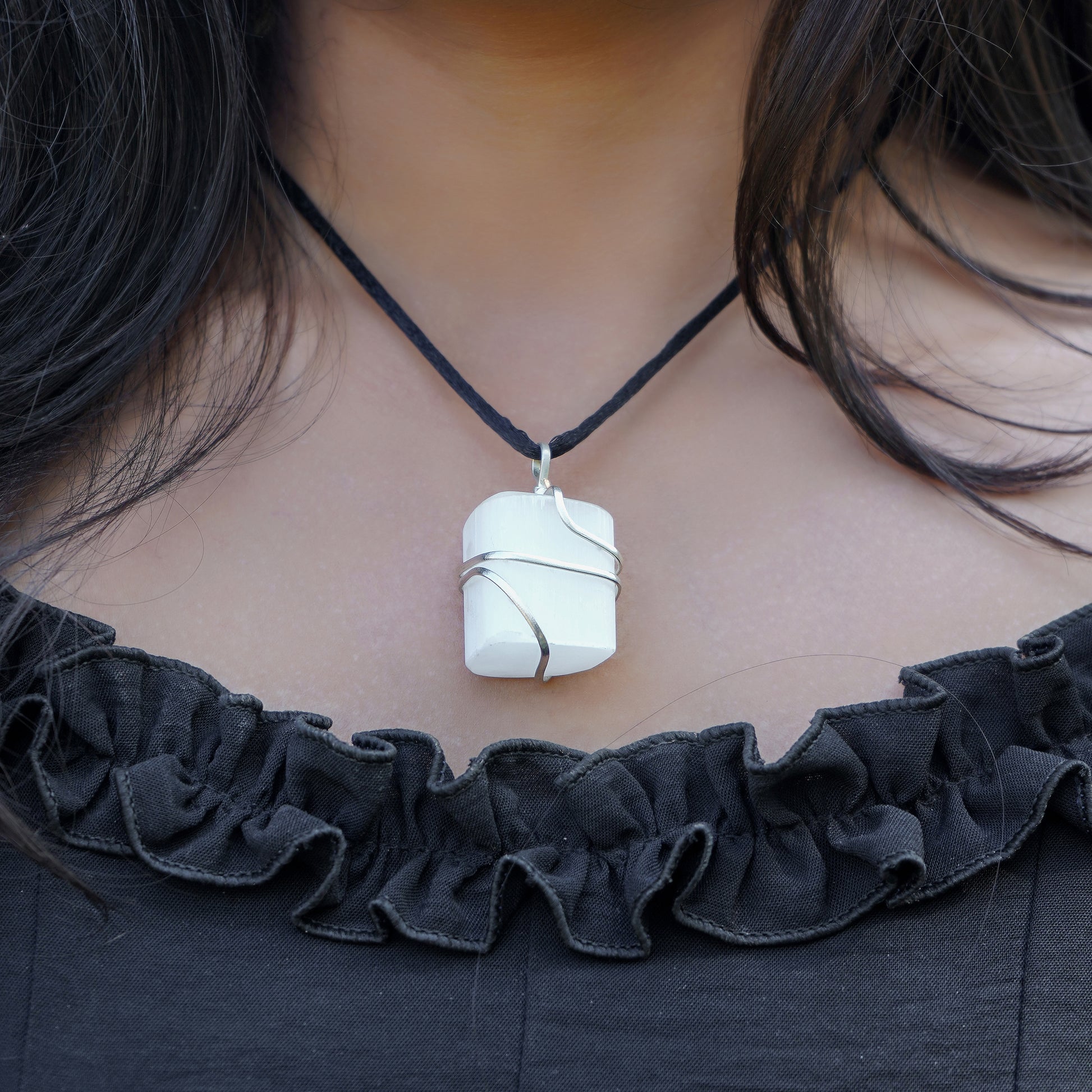 Selenite Healing Crystal Necklace