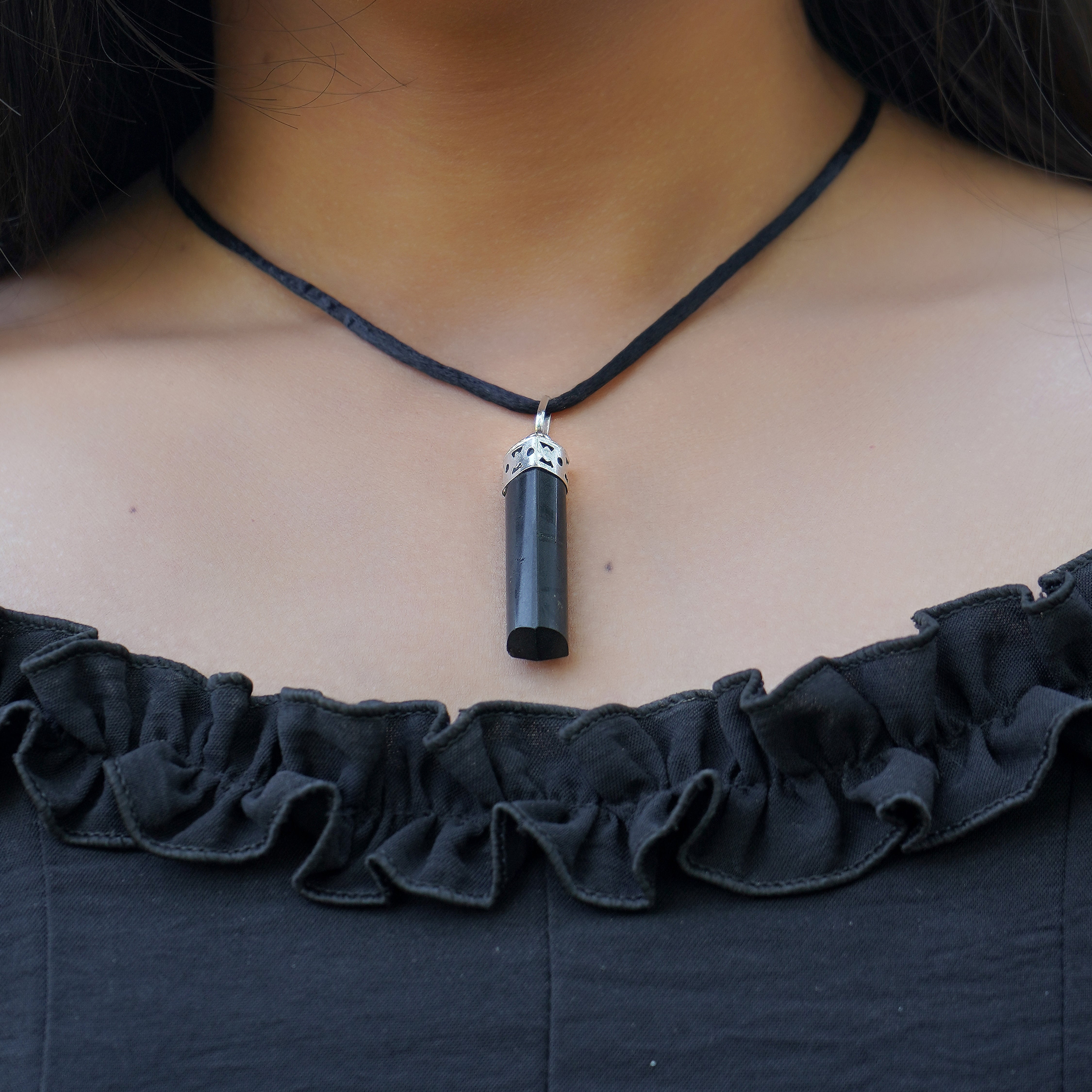 Black Tourmaline Crystal Necklace