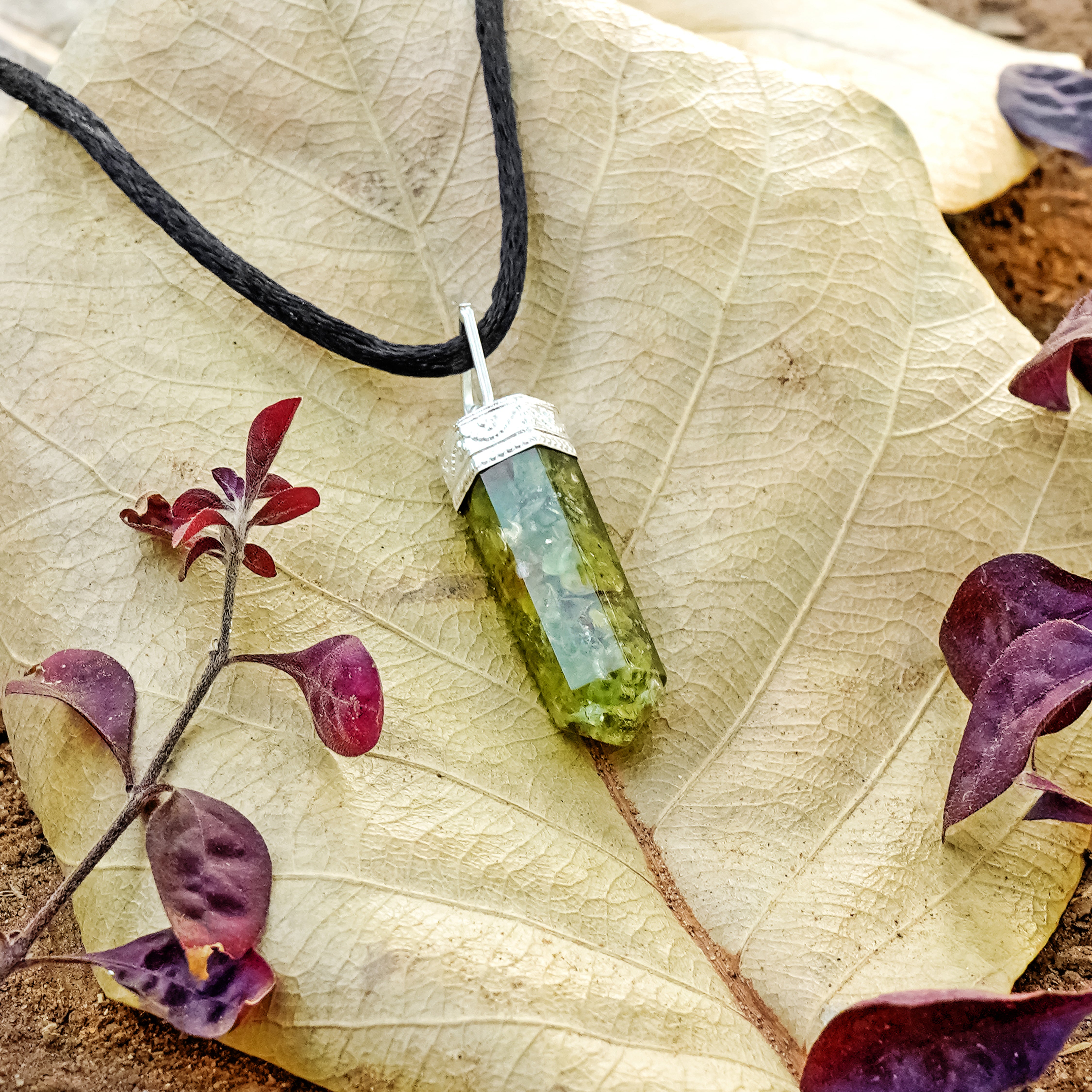 Peridot Orgonite Crystal Necklace