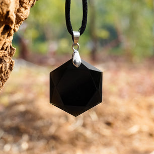 Obsidian Hexagon Crystal Necklace