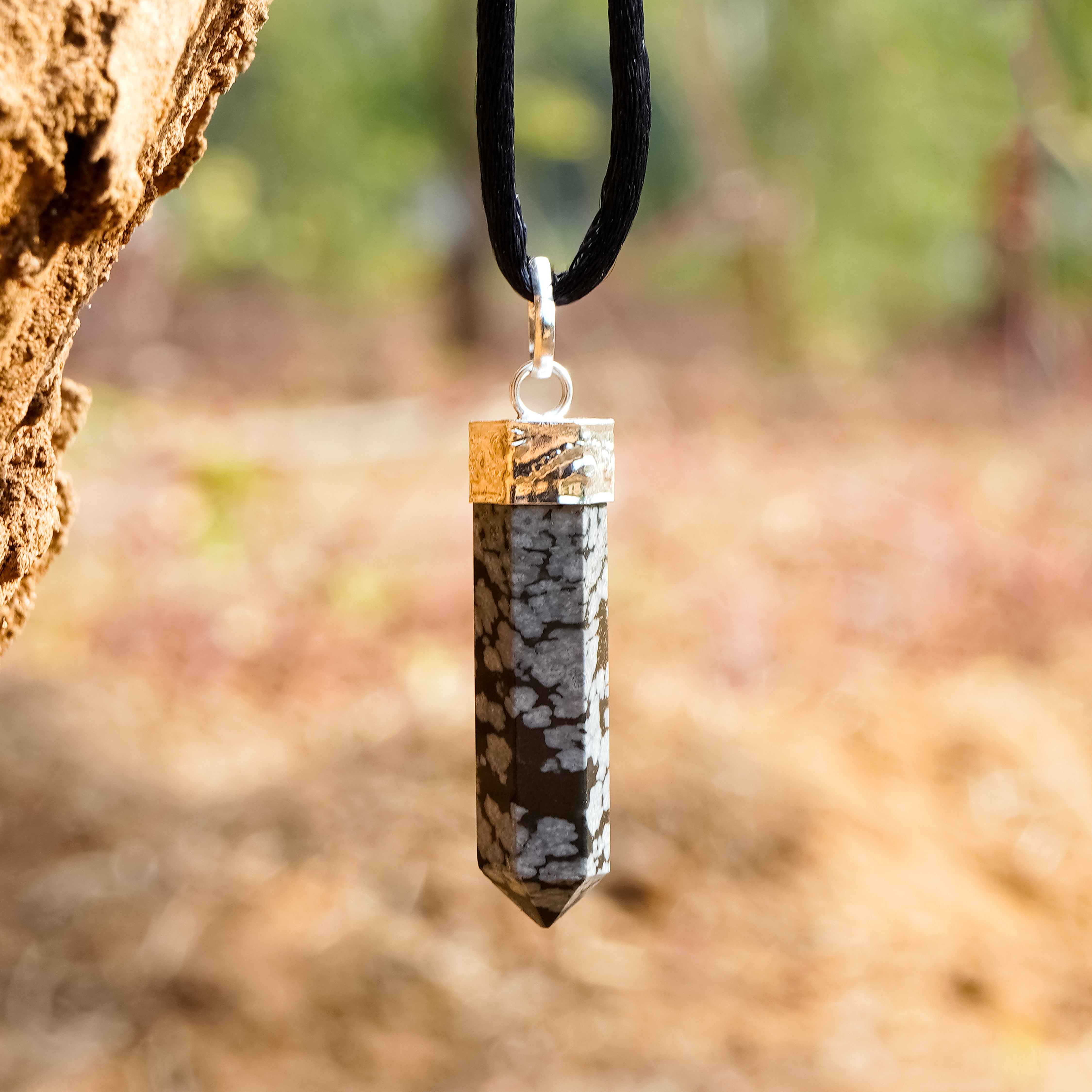 Snowflake Obsidian Crystal Necklace