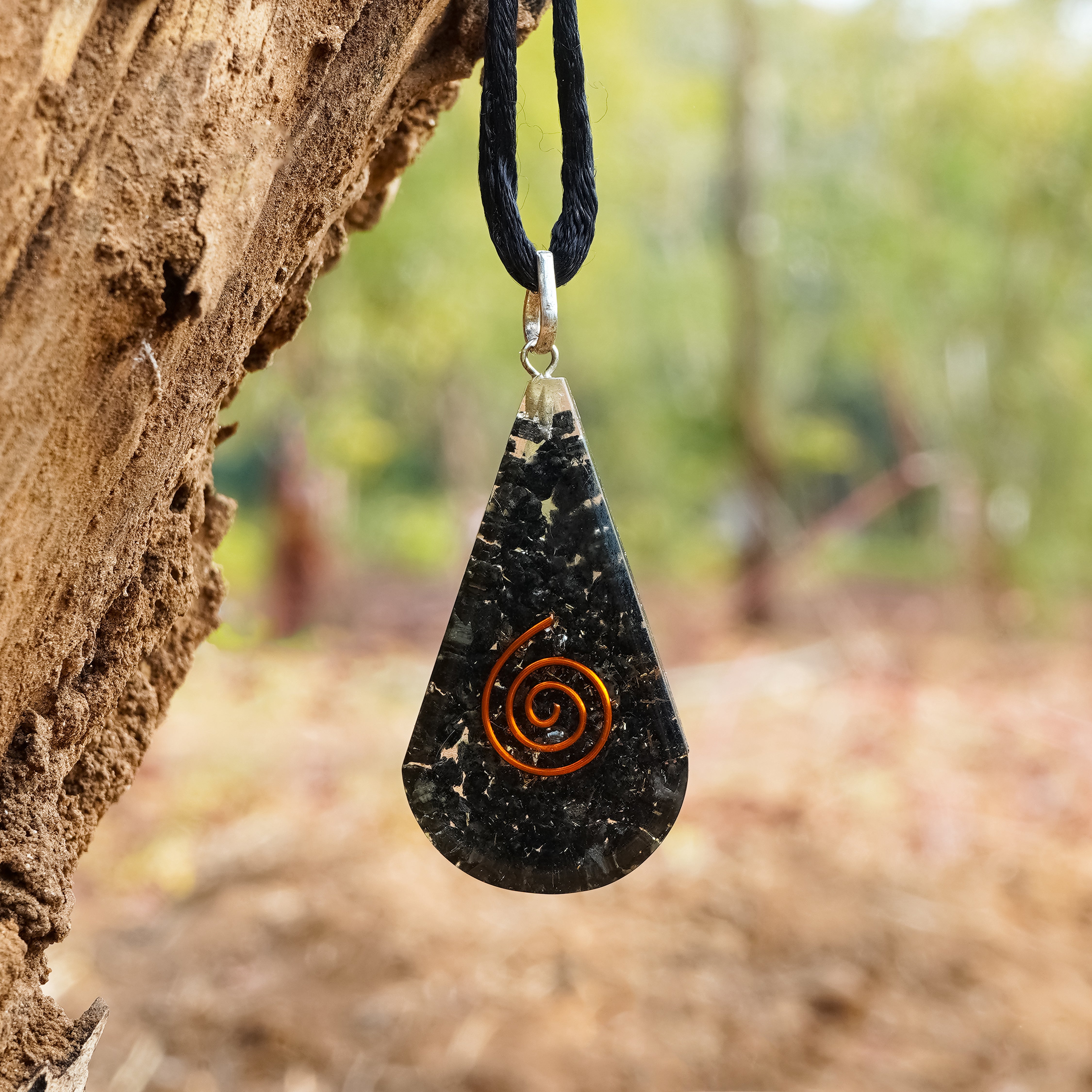 Tourmaline Teardrop Orgonite Necklace