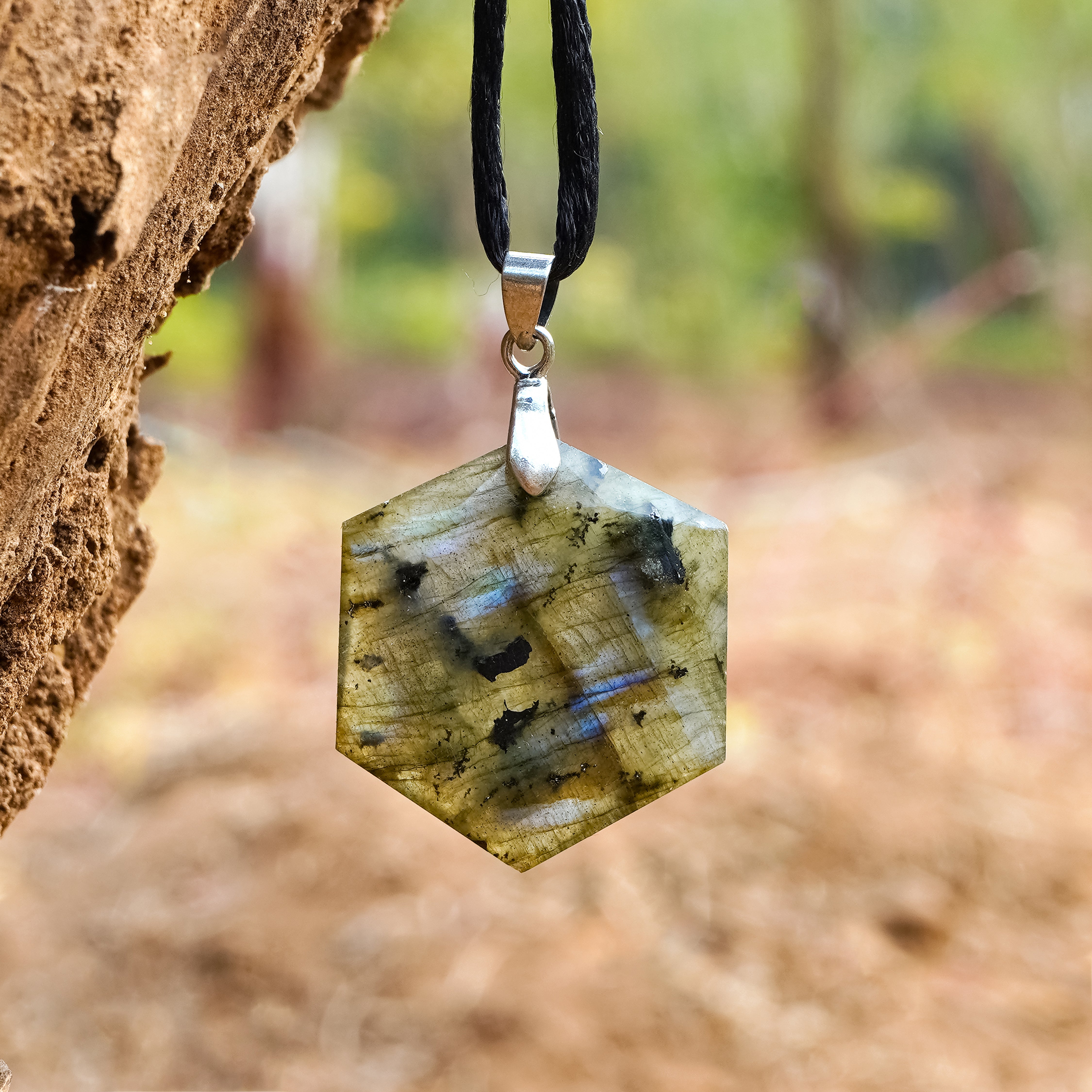 Labradorite Hexagon Crystal Necklace