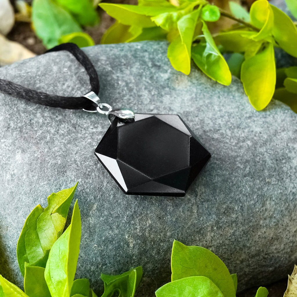Obsidian Hexagon Crystal Necklace