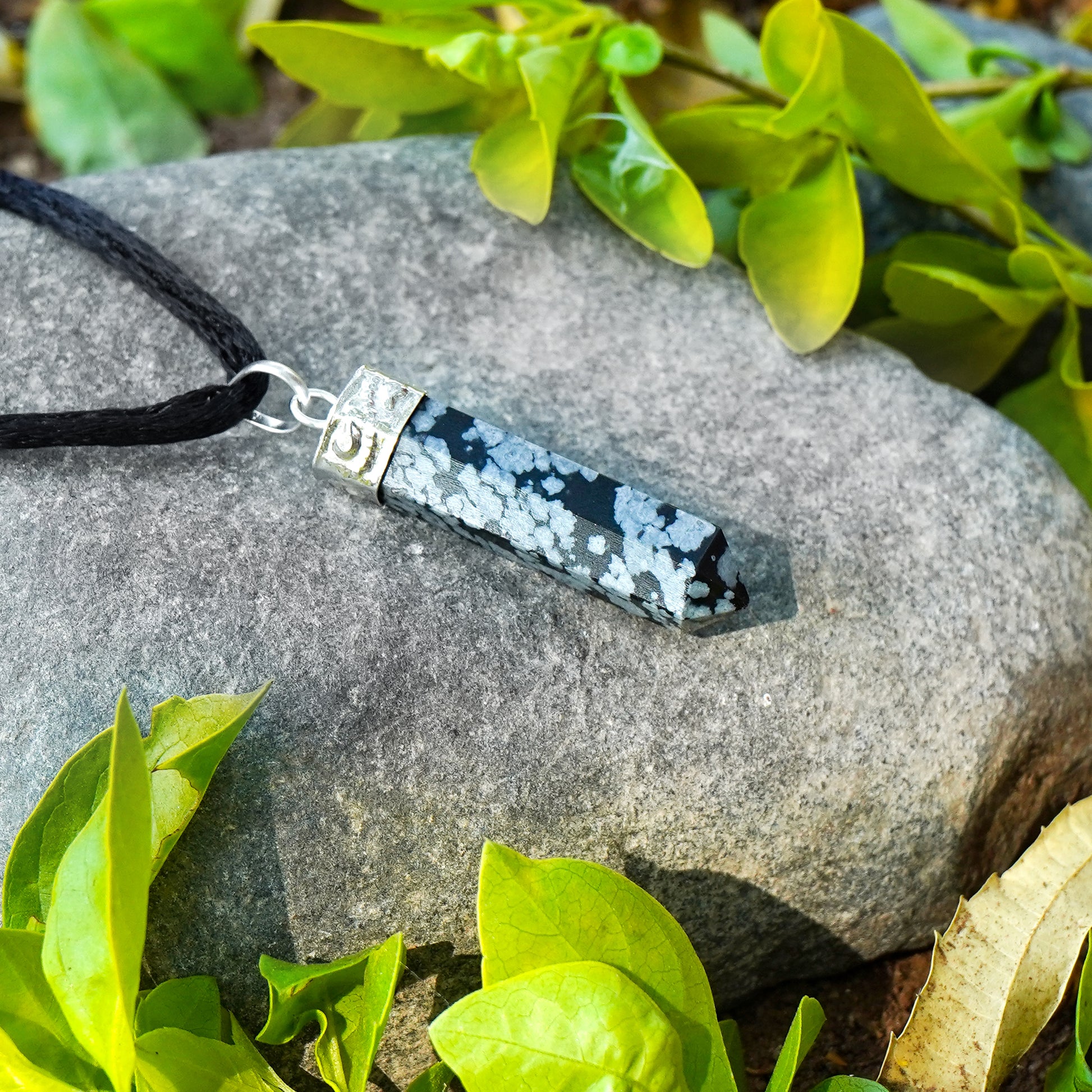 Snowflake Obsidian Crystal Necklace