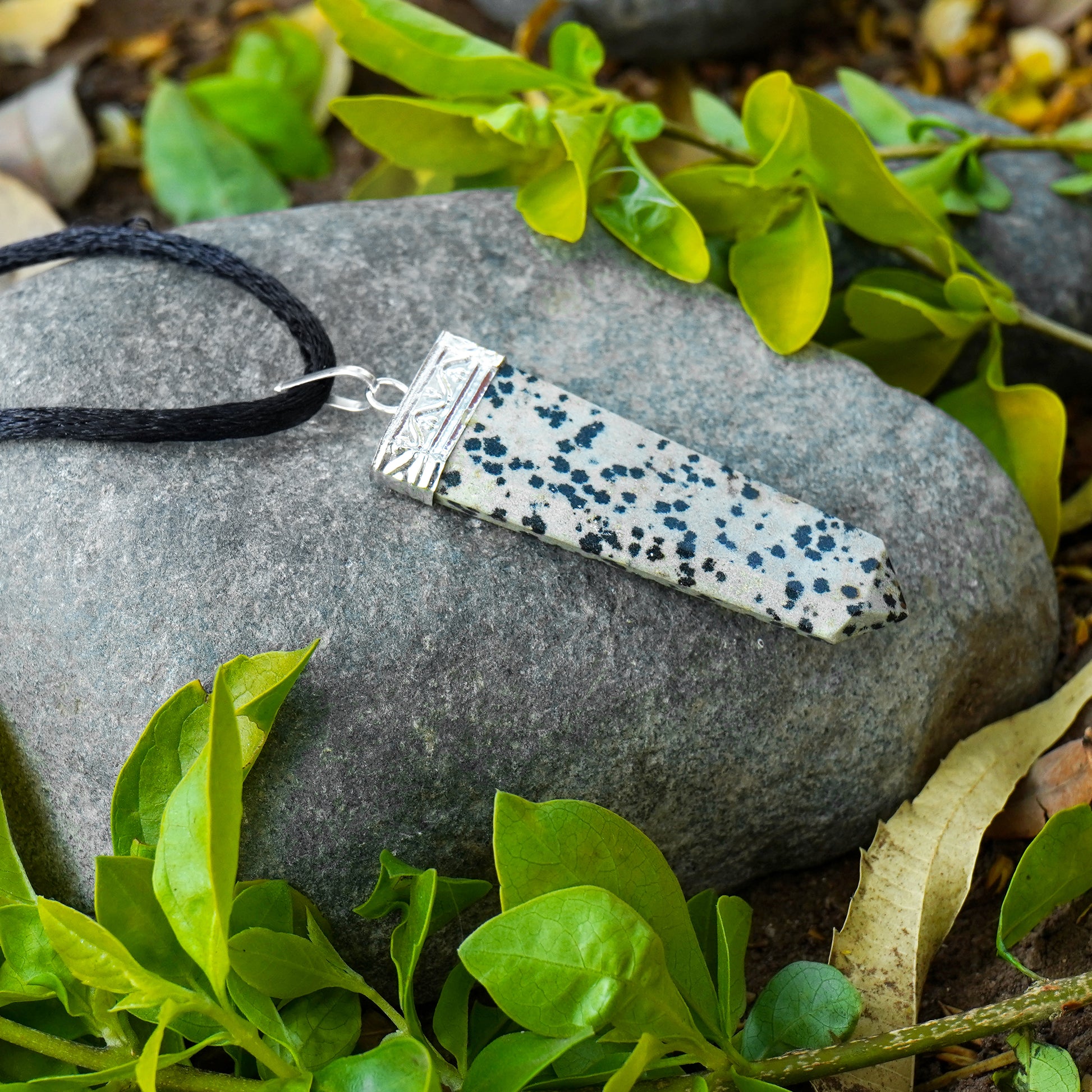 Dalmatian Jasper Crystal Necklace