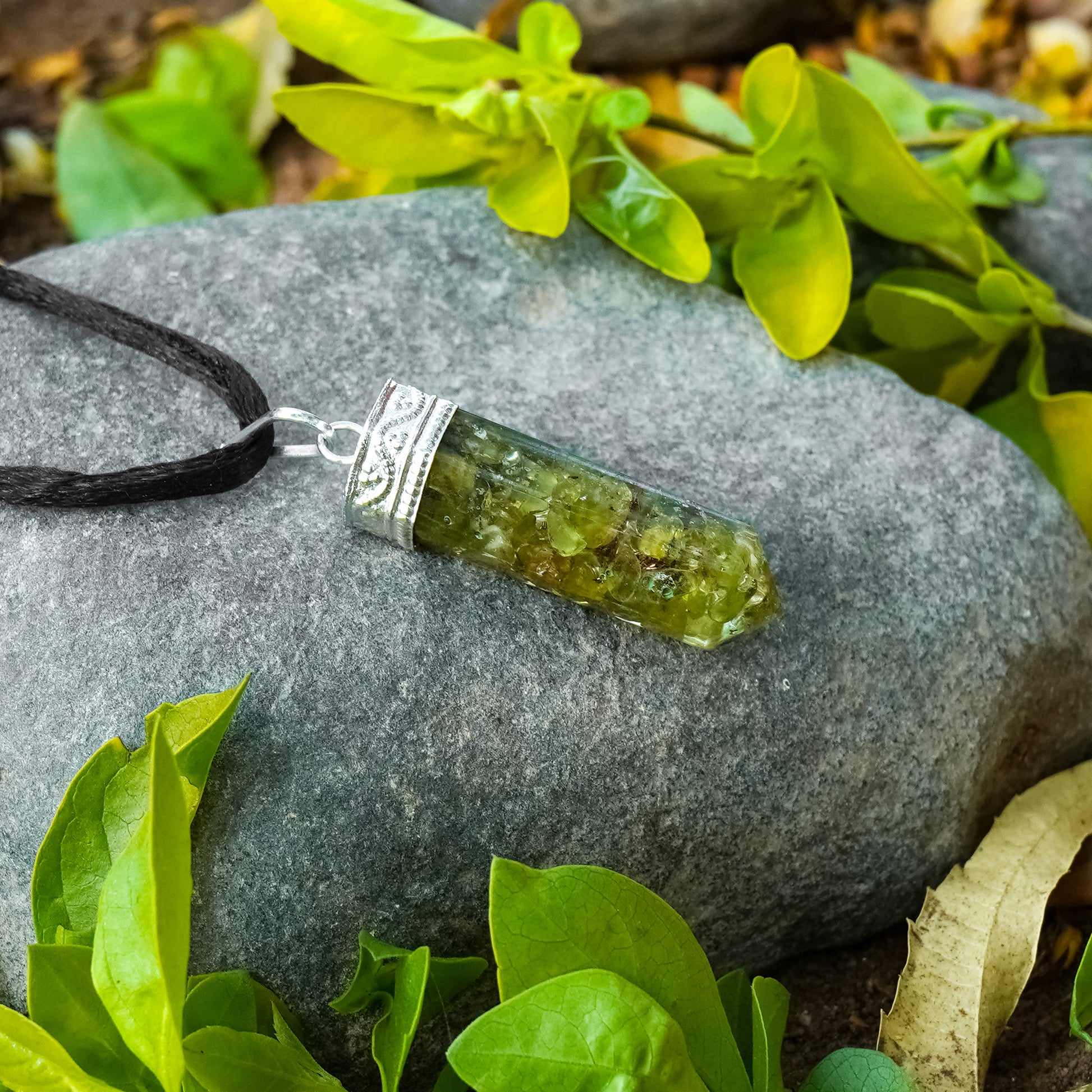 Peridot Orgonite Crystal Necklace