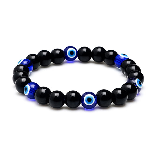 Black Tourmaline Evil Eye Healing Crystal Bracelet