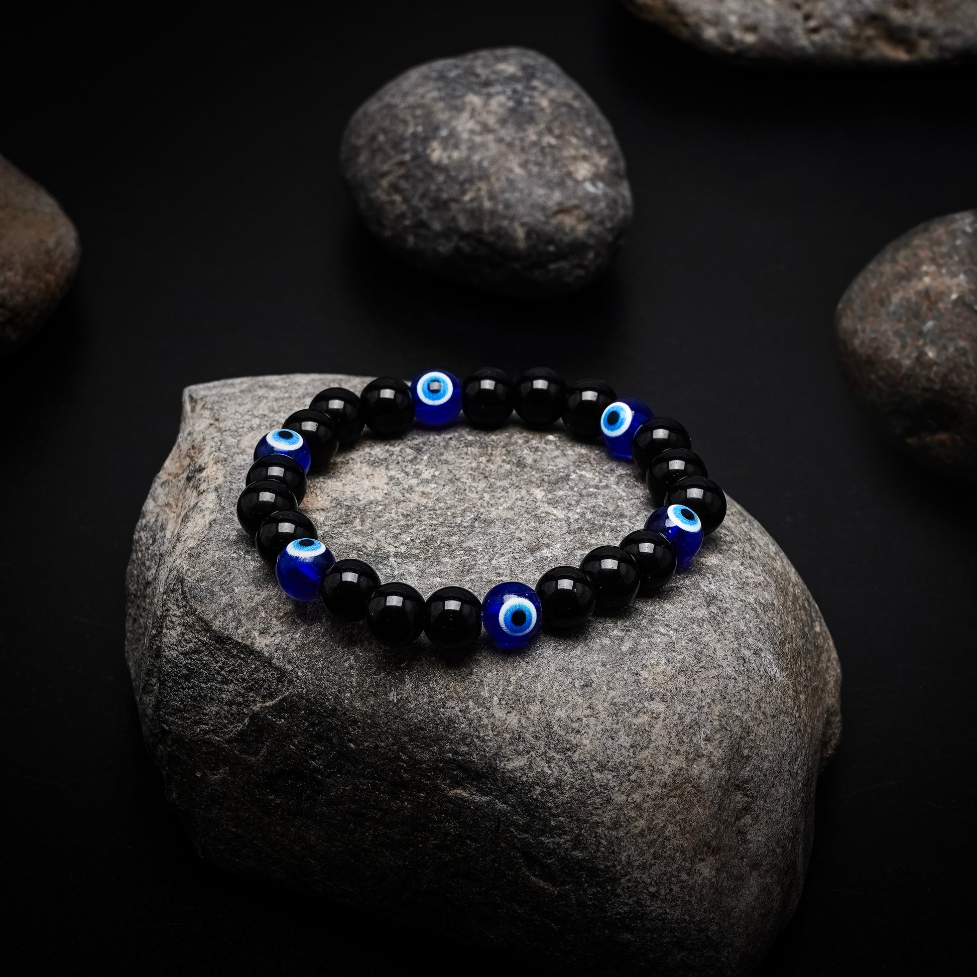 Black Tourmaline Evil Eye Healing Crystal Bracelet