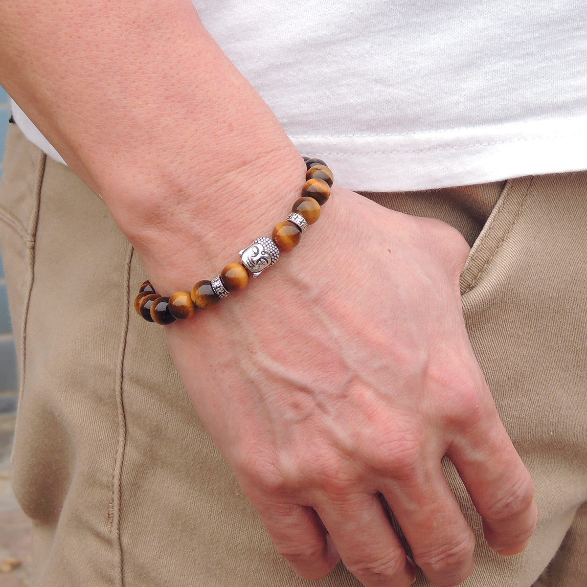 Tiger Eye Buddha Healing Crystal Bracelet