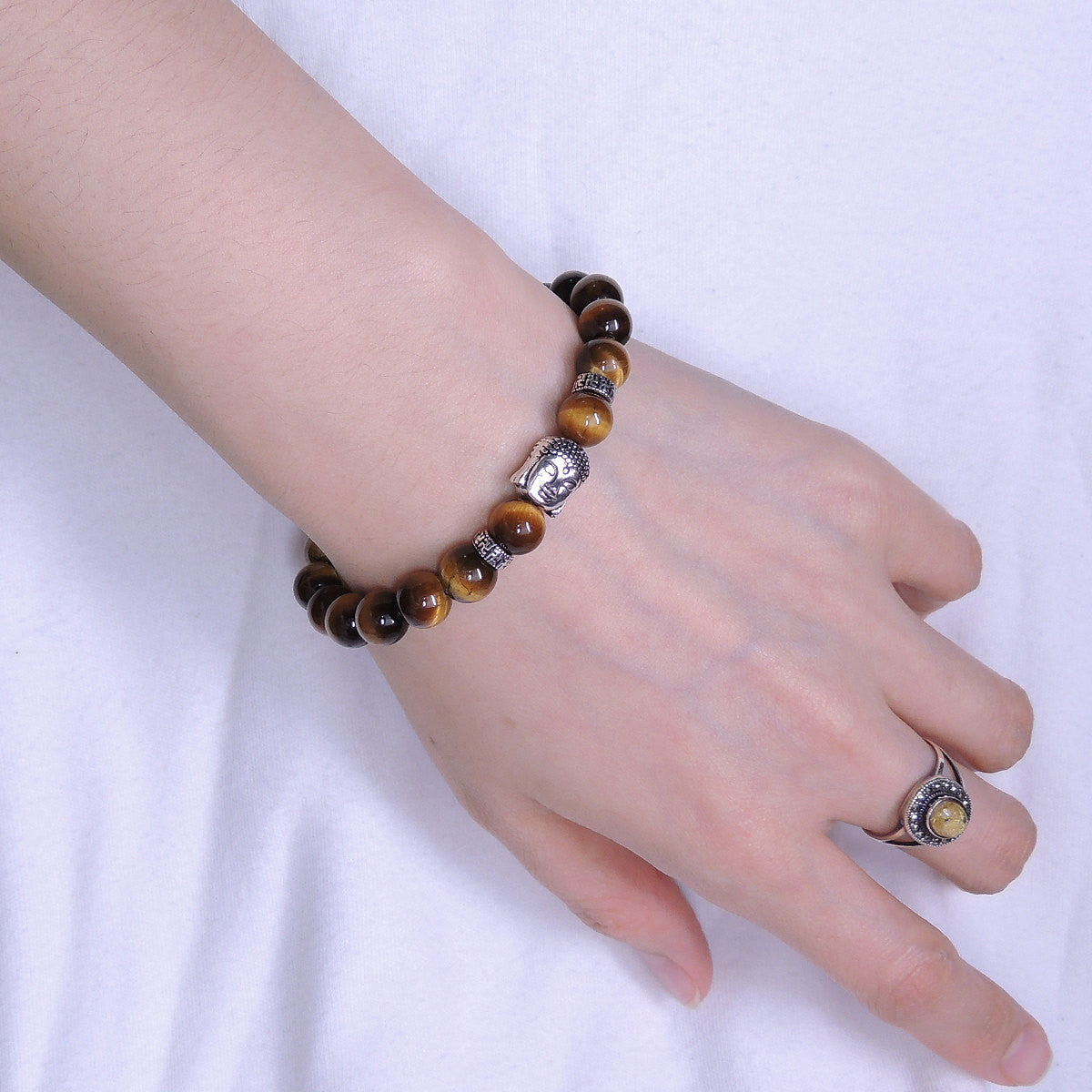 Tiger Eye Buddha Healing Crystal Bracelet