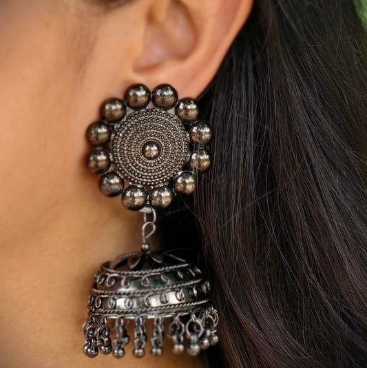 Black Oxidised Jhumka