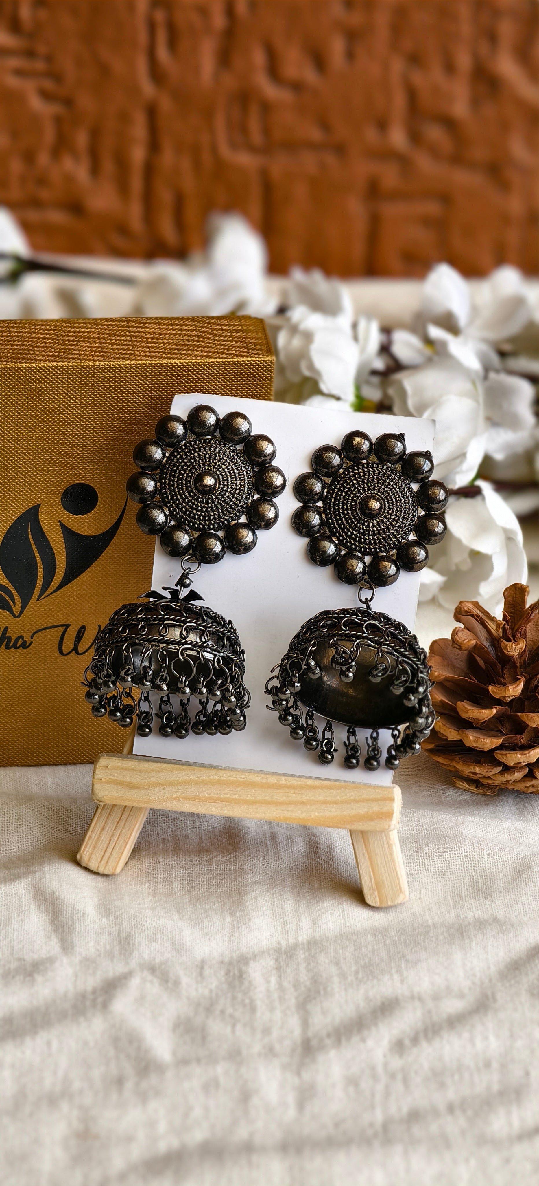 Black Oxidised Jhumka