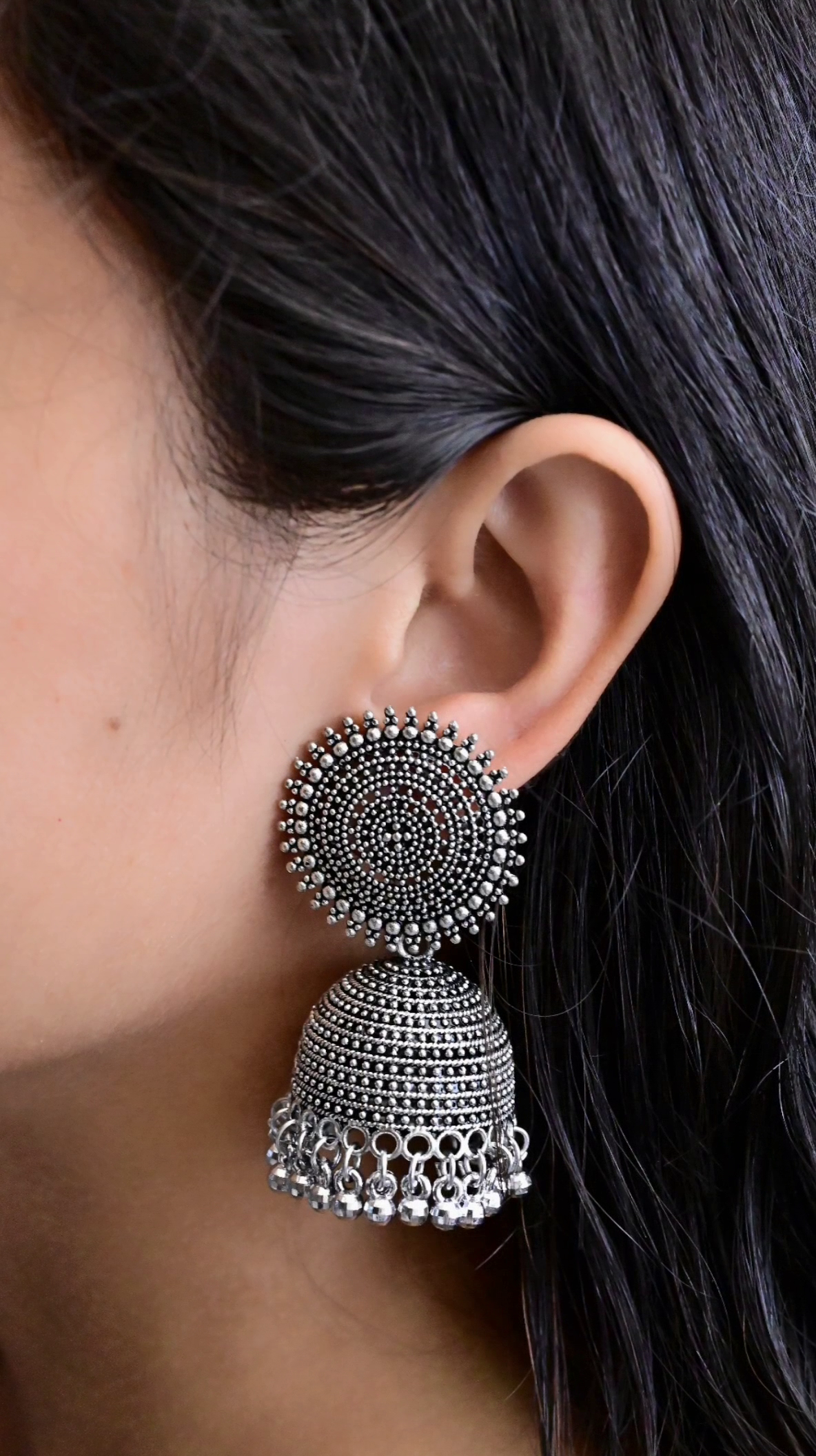 Set of 6 Designer Oxidised Jhumka Earrings Combo