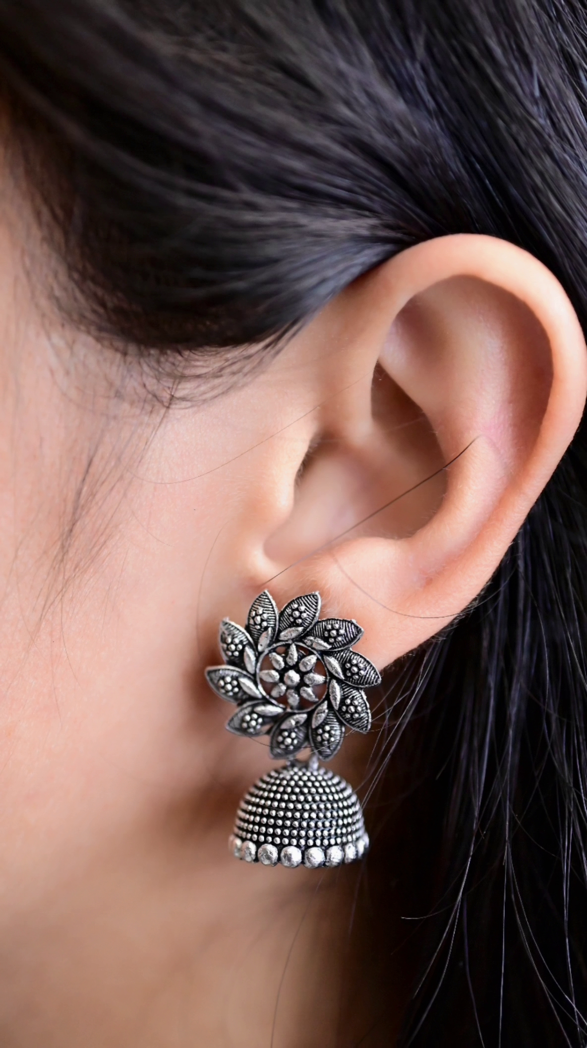 Set of 6 Designer Oxidised Jhumka Earrings Combo