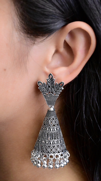 Set of 6 Designer Oxidised Jhumka Earrings Combo